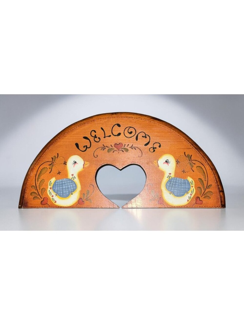 Vintage 190's Hand-Painted Wooden Welcome Sign Ducks & Heart